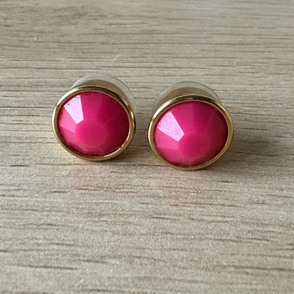 Kate Spade Gum Round Drop Pink Crystal Yellow Gold Setting